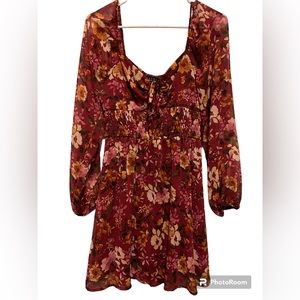 Long sleeve mini dress floral print